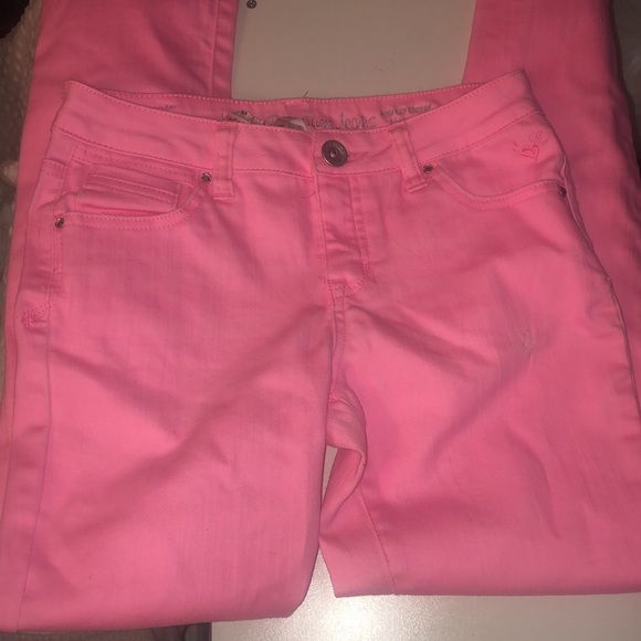 Justice Neon Pink Girls Jeans - Picture 8 of 13